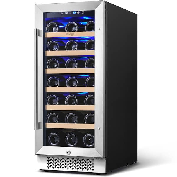 15 in. Single Zone 33-Bottles Built-In Wine Cooler Refrigerator Upgrad Compressor Reversible Tempered Door w/Safety Lock (YEG-WS15-HD) 15 in. Single Zone 33-Bottles Built-In Wine Cooler Refrigerator Upgrad Compressor Reversible Tempered Door w/Safety Lock (YEG-WS15-HD)